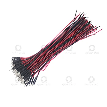 500шт 3V 3 мм Прозрачные светодиодные диоды красного цвета с предварительно подключенным кабелем длиной 35 см
