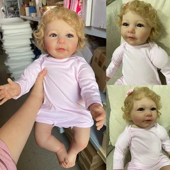55 см Reborn Baby Doll Милая Девочка Кукла с укоренившимися волосами 3D Оттенок Кожи с Венами Мягкое Обнимающееся Тело Высококачественная Коллекционная Художественная Кукла
