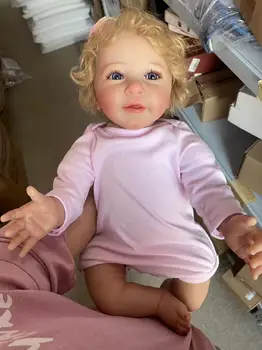 55 см Reborn Baby Doll Милая Девочка Кукла с укоренившимися волосами 3D Оттенок Кожи с Венами Мягкое Обнимающееся Тело Высококачественная Коллекционная Художественная Кукла Изображение 2