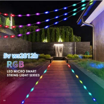 5V USB WS2812 LED String APP Remote Led Fairy Lights Dreamcolor RGBIC Адресуемые Вечерние Рождественские Огни Свадебные Украшения IP67 Изображение 2