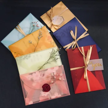 5шт Полупрозрачных красочных конвертов из сернокислотной бумаги для хранения открыток своими руками, пригласительных на свадьбу, подарочных принадлежностей