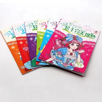 6 книг / набор 192 страницы Идеальная книжка-раскраска принцессы для девочки в подарок детям, раскрашивающая граффити, Книга для рисования Libros Изображение 2