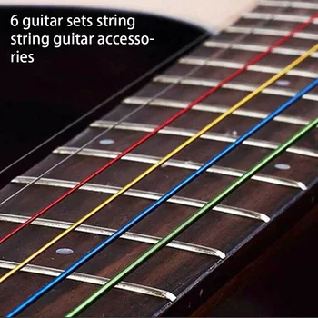 6ШТ Струн для акустической гитары Universal Rainbow E-A String Folk Инструмент из стали и медного сплава, защищенный от коррозии, Гавайская гитара, шестерни Изображение 2