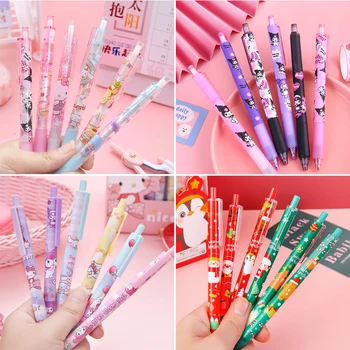 6шт Шариковая ручка Sanrio Roller Аниме Kawaii Students Melody Hello Kitty Kuromi 0,5 мм Нейтральная ручка для подписи Школьные принадлежности Канцелярские принадлежности