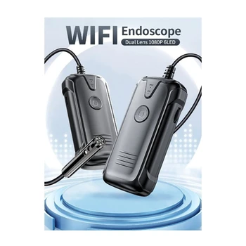 8 мм двухобъективный WIFI эндоскоп 1080P Scope Snake Camera с 6 светодиодами IP67 Водонепроницаемая инспекционная камера для Android/IOS Телефон Прочный Изображение 2