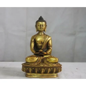 8 Тибетский Буддизм Медь Бронза Позолоченный Шакьямуни Статуя Будды Шакьямуни Чаша Статуя Изображение 2