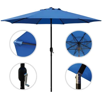 9-футовый зонт с рукояткой и наклоном для рынка- мебель для патио уличная мебель для патио Изображение 2