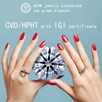 AEAW Индивидуальный заказ ювелирных изделий Выращенный в лаборатории бриллиант CVD HPHT IGI Ювелирные изделия 14K 18K кольцо серьги ожерелье (стоимость доставки) Изображение 2