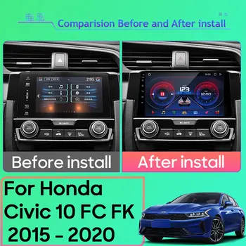 Android Мультимедиа Для Honda Civic 10 FC FK 2015 - 2020 Автомобильный Стерео Процессор Радио QLED Плеер Навигация Carplay Auto HDR Cam Dash Изображение 2