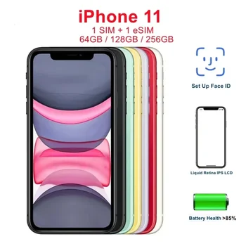 Apple-Разблокированный мобильный телефон iPhone 11, оригинальный жидкокристаллический дисплей Retina IPS, Face ID A13, 4G LTE, 6,1 