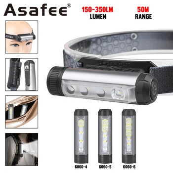 Asafee 6060 LED УФ-Свет 350LM Дальность действия 50 М Налобный фонарь IPX4 Водонепроницаемый Встроенный Аккумулятор Перезаряжаемый 47G Легкий Магнитный