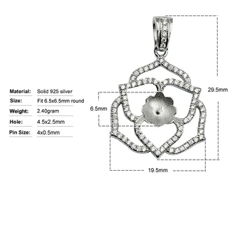 Beadsnice Подвеска в виде цветка из стерлингового серебра 925 Пробы, ожерелье, свадебный подарок для невесты ID30906 Изображение 2