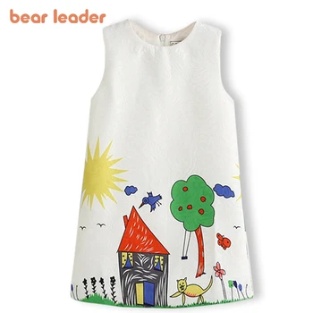 Bear Leader/ летние платья для девочек, новое брендовое весеннее платье принцессы, детская одежда с принтом граффити для маленьких девочек от 3 до 8 лет
