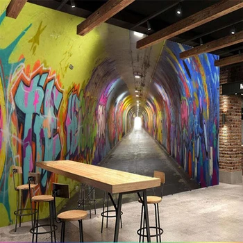 beibehang 3D трехмерный туннель времени канал KTV стена ресторана на заказ большая фреска зеленые обои papel de parede