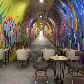 beibehang 3D трехмерный туннель времени канал KTV стена ресторана на заказ большая фреска зеленые обои papel de parede Изображение 2