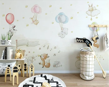 beibehang Nordic простая индивидуальность шелковая ткань papel de parede 3d обои милые животные воздушный шар детский дом из папье-маше