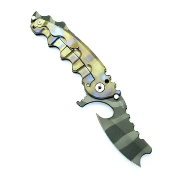 BETEKEN Боевой топор M390 Складной нож с титановой ручкой, коллекция для выживания на открытом воздухе, для кемпинга, охоты, Карманные тяжелые инструменты EDC Изображение 2