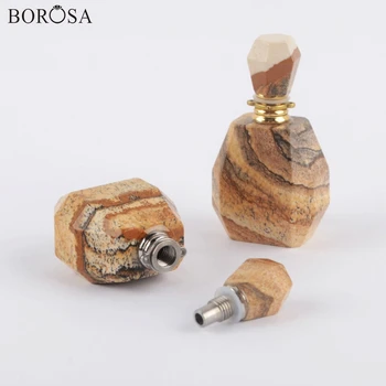BOROSA 3шт, Позолоченный/Посеребренный натуральный камень, флакон духов, ювелирные изделия из натуральных камней, соединитель для ожерелья WX1202