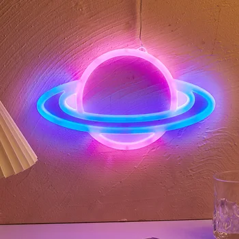 Chi-buy Planet LED Неоновая вывеска С Питанием От USB Или аккумулятора Неоновые Вывески Ночник Для Спальни Декор Гостиной Вывески Для Ламп