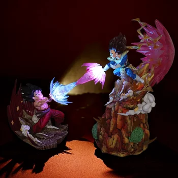 Dragon Ball Сцена Дуэли Вегета Против Светящегося Сон Гоку Креативные Мультяшные Фигурки Модель Игрушки Куклы Настольные Украшения Рождественские Подарки