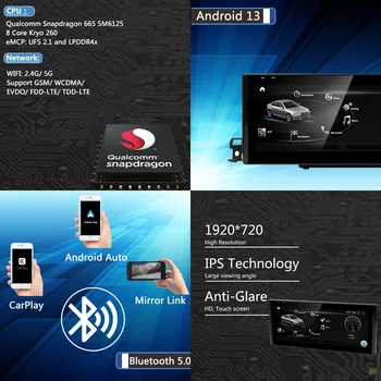DRIKSWVE Android 13 Автомобильный Радиоприемник Стерео Дисплей Автоэкран с 8-Ядерным Мультимедийным Плеером Snapdragon 665 для Audi Q7 2010-2011 Года выпуска Изображение 2