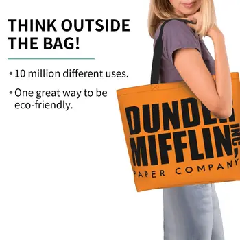 Dunder Mifflin Paper Company Холщовая Хозяйственная Сумка Женская Прочная Большой Емкости Для Бакалеи Офисное Телешоу Tote Shopper Bag Изображение 2