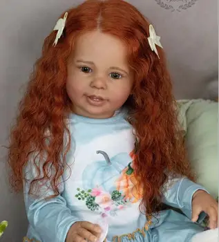 FBBD Заказала ограниченную поставку 28-дюймовой возрожденной малышки Кэти Мари с рыжими вьющимися длинными волосами ручной работы, уже готовой куклы