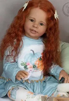 FBBD Заказала ограниченную поставку 28-дюймовой возрожденной малышки Кэти Мари с рыжими вьющимися длинными волосами ручной работы, уже готовой куклы Изображение 2