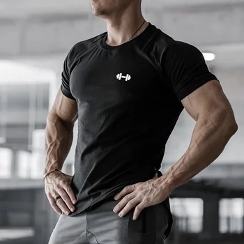 FITNESS SHARK Новая мужская спортивная повседневная футболка American Bodybuilder, топы для занятий фитнесом, впитывающие пот, с короткими рукавами