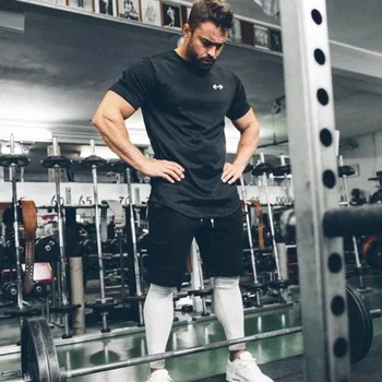 FITNESS SHARK Новая мужская спортивная повседневная футболка American Bodybuilder, топы для занятий фитнесом, впитывающие пот, с короткими рукавами Изображение 2