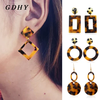 GDHY Europe Fashion Geometry Серьги-подвески серии Leopard Круглые прямоугольные серьги в виде ромба, индивидуальные ювелирные изделия