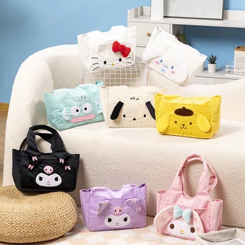 Hello Kitty Kuromi Cinnamoroll Sanrio аниме мультфильм милая сумка через плечо ручная сумка креативная кавайная холщовая сумка для хранения оптом