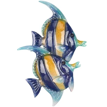 HelloYoung Тропическая полосатая рыба, висящая на стене, креативное мягкое украшение для помещений, железная мультяшная рыба, висящая на стене для декора спальни