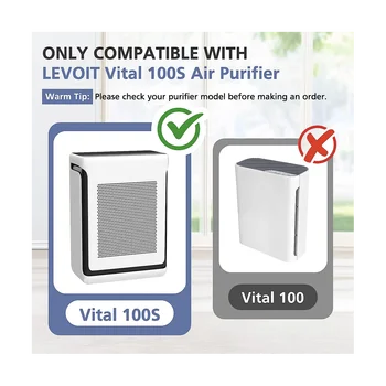 Hepa-фильтр для воздухоочистителя LEVOIT Vital 100S, Высокоэффективный предварительный фильтр с активированным углем, Vital 100S-RF, 1 упаковка Изображение 2