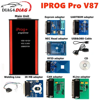 Iprog Pro V87 Полный Комплект с Полными Адаптерами 3 В 1 Инструмент Для Автоматического Программирования Ключей Заменяет Carprog / Digiprg