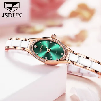 JSDUN 8842 Модные женские часы с керамическим ремешком, кварцевые водонепроницаемые женские наручные часы