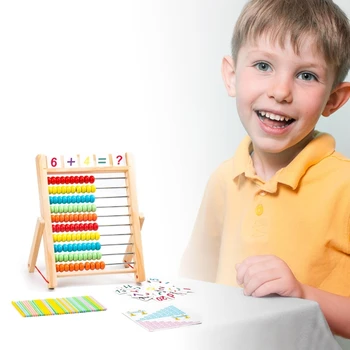 K1AA Math for Kids - Деревянные счеты со 100 бусинками для счета, сложения, вычитания и многого другого Изображение 2