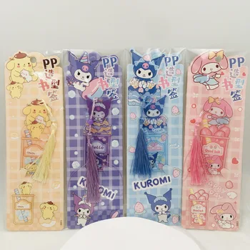 Kawaii Sanrio Bookmark Kulomi Pudding Melody Laurel Dog modeling, Прозрачная матовая закладка с кисточкой, канцелярские принадлежности, подарок на день рождения