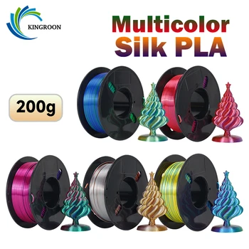 KINGROON Многоцветная Шелковая Нить PLA 200 г/рулон 1,75 мм Нить для 3D-принтера Без Спутывания Без пузырьков для 3D-принтеров FDM