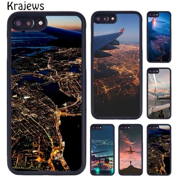 Krajews Airplane Night View Plane Чехол Для Телефона iPhone SE2020 15 14 X XR XS 11 12 mini Pro MAX 6 7 8 Plus cover shell coque