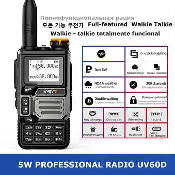 KSUN Airband Приемник Радио 5-Ваттная Портативная Рация Большой Дальности Действия Профессиональная Перезаряжаемая Uhf Vhf NOAA Walkie Talkie UV60D