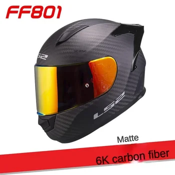 LS2 шлем 12K из углеродного волокна мотоциклетный шлем мужской мотогонки всесезонный универсальный противотуманный большой хвост FF801 casco moto Изображение 2