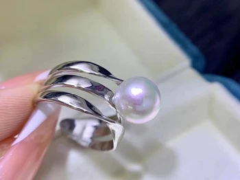 MeiBaPJ 10-11 мм Модное кольцо с натуральным жемчугом из стерлингового серебра 925 пробы, изысканные свадебные украшения для женщин Изображение 2