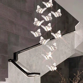 Mifuny Подвесные Светильники Butterfly LED Внутреннее Освещение для Дома Обеденный Стол Гостиная Спальня Украшения Хрустальные Подвесные Лампы Изображение 2