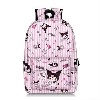 MINISO Sanrio Kuromi girl Большой емкости Водонепроницаемый детский рюкзак, сумка для аниме-косплея, дорожная сумка, квадратная сумка для школьника, подарок Изображение 2