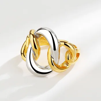 NBNB Серебристо-золотой цвет, цепочка, Гипербола, Большое регулируемое кольцо для женщин, Винтажное Женское открытое кольцо на палец, ювелирные изделия для вечеринок для девочек