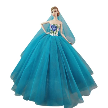 NK 1 шт 1/6 Кукла Синяя кружевная юбка Модное свадебное платье Платье принцессы для куклы Барби Аксессуары Детские игрушки Подарок