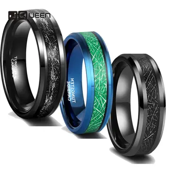 NUNCAD Вольфрамовое кольцо 8 мм со скошенным краем, кольцо из черной серебряной фольги, кольцо из углеродного волокна, мужские свадебные украшения, кольцо из карбида вольфрама