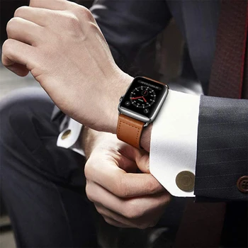 Pulseira для Apple Watch 9 Ultra 49 мм 45 мм 44 мм 40 мм Кожаный ремешок для часов серии Iwatch 8 7 6 5 4 3 2 1 44 45 49 мм ремешки для часов Изображение 2