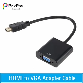 PzzPss 1080P HDMI-совместимый Адаптер VGA Цифро-Аналоговый HDMI-совместимый Штекер К Famale VGA Кабельный Конвертер Для Портативных ПК
